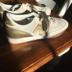NB new balance for J Crew white and gold sneakers